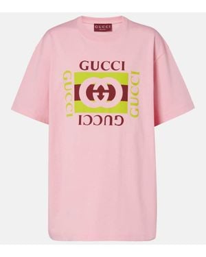 Gucci T-Shirt Aus Baumwoll-Jersey - Pink