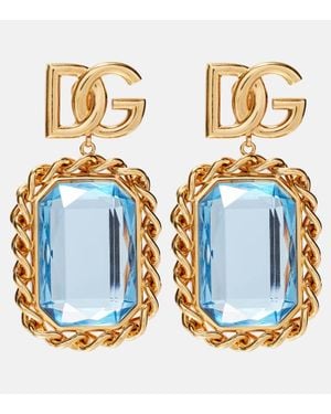 Dolce & Gabbana Dg Embellished Clip-On Earrings - Blue