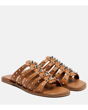 Christian Louboutin Charja Spiked Leather Sandals - Brown