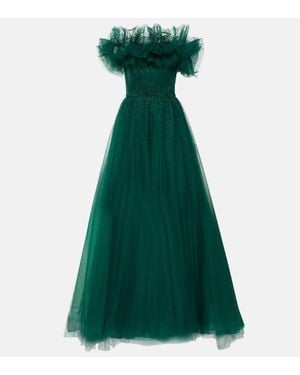 Jenny Packham Embellished Tulle Gown - Green