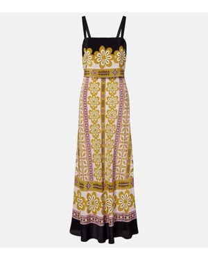 La DoubleJ Printed Silk Crepe De Chine Maxi Dress - Metallic