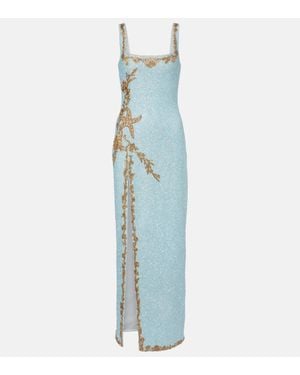Clio Peppiatt Abito Lungo Asterias Con Decorazioni - Blu