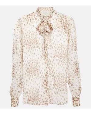 Giambattista Valli Floral Printed Silk Blouse - White