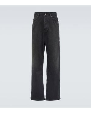 Balenciaga Mid-Rise Cotton Wide-Leg Pants - Gray