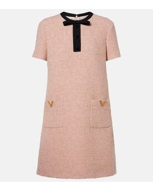 Valentino Robe En Tweed Et Laine Melangee - Rose