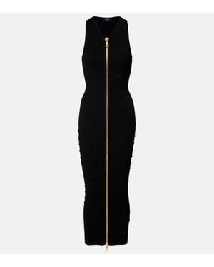 Balmain Midikleid Aus Strick - Schwarz