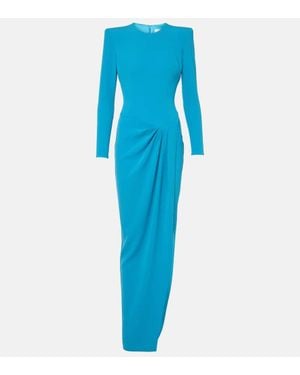 Alex Perry Draped Asymmetric Crepe Gown - Blue