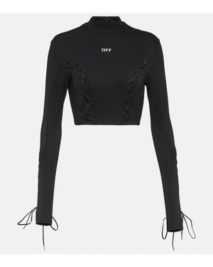 Off-White c/o Virgil Abloh Cropped Slim-Fit Top With Lace-Up Detailing - Schwarz