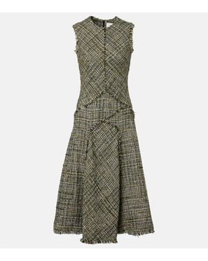 Erdem Robe Midi En Tweed - Vert
