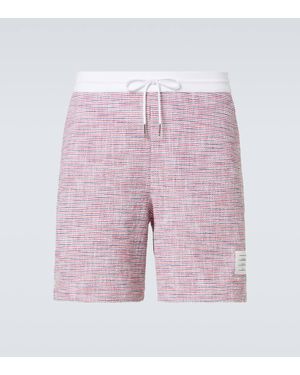 Thom Browne Striped Cotton-Blend Tweed Shorts - Pink