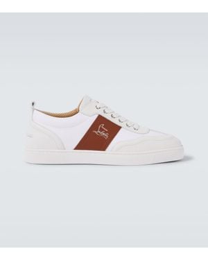 Christian Louboutin Retero Leather And Canvas Trainers - White
