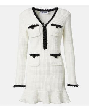 Self-Portrait Beaded Waffle-Knit Minidress - Natural