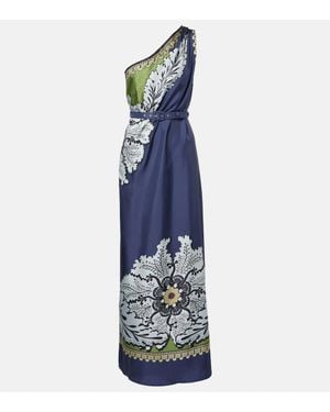 La DoubleJ One-Shoulder-Maxikleid Roy Aus Seide - Blau