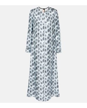 Marni Printed Silk Maxi Dress - Blue