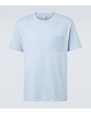 Loewe Anagram Embroidered Cotton T-Shirt - Blue
