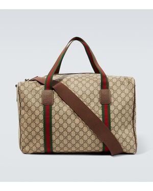 Gucci Gg Large Canvas Duffel Bag - Brown