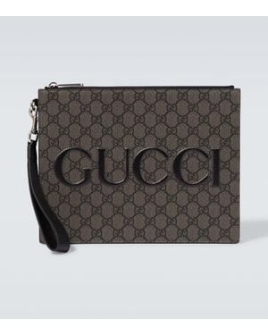 Gucci Gg Canvas Pouch With Strap - Gray