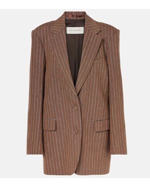 Dries Van Noten Striped Linen-Blend Blazer - Brown