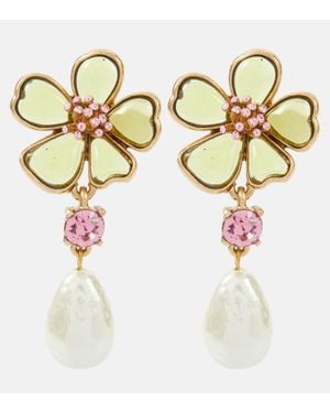 Oscar de la Renta Orecchini Con Cristalli E Perla Bijoux - Metallizzato