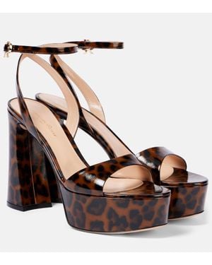 Gianvito Rossi Nancy Leopard-Print Platform Sandals - Brown