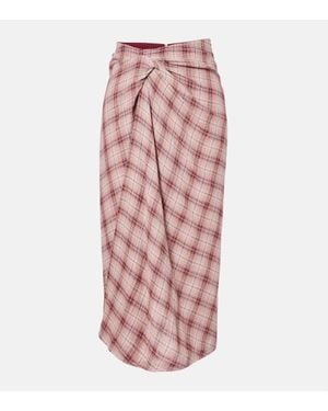 Isabel Marant Falda Midi Nicole De Algodon A Cuadros - Rosa