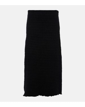 Jil Sander A-Line Cotton Boucle Midi Skirt - Black
