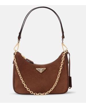 Prada Suede Mini-Bag in Brown | Lyst