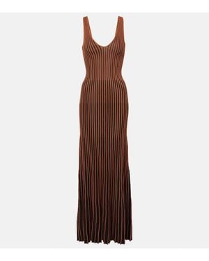 STAUD Claretta Pleated Maxi Dress - Brown
