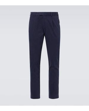 Thom Sweeney Cotton Straight Trousers - Blue