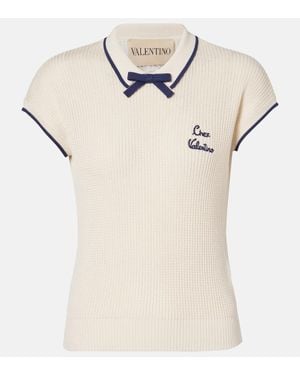 Valentino Chez Cotton-Blend Top - Natural