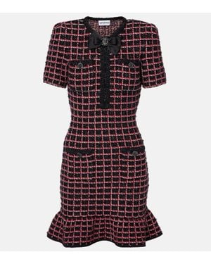 Self-Portrait Checked Knitted Minidress - Red