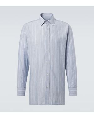 Maison Margiela Striped Cotton Poplin Shirt - Blue