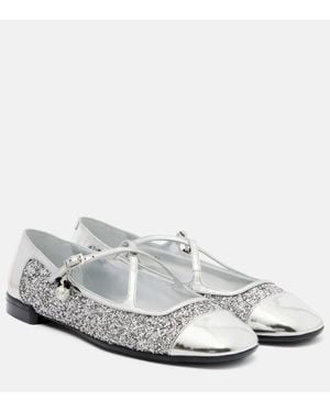 Jimmy Choo Ballerinas Eleri Aus Leder Mit Glitter - Weiß