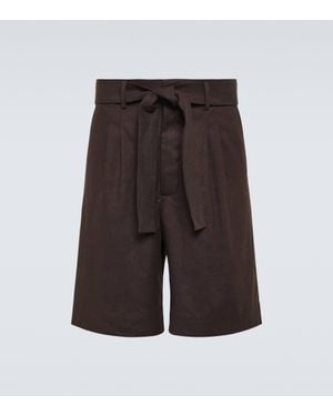 Commas Linen-Blend Bermuda Shorts - Brown