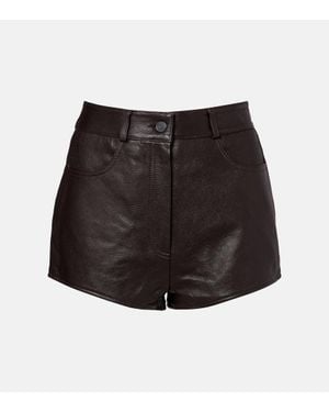 Frankie Shop Loen High-Rise Leather Micro Shorts - Black