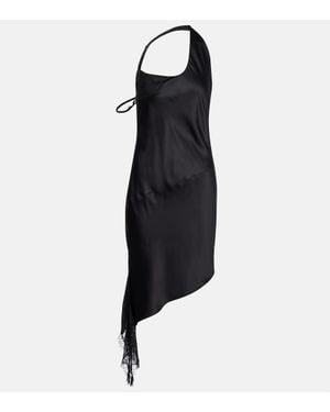 Courreges Undressed Lace-Trimmed Satin Minidress - Black