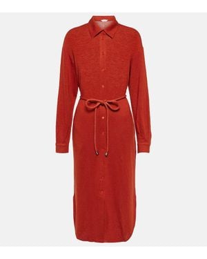Max Mara Leisure Bormida Linen-Blend Midi Dress - Red