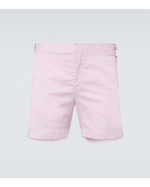 Orlebar Brown Bulldog Seersucker Swim Trunks - Pink