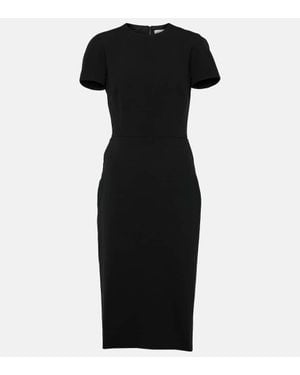 Victoria Beckham Fitted T-Shirt Crepe Midi Dress - Black
