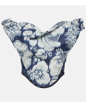 Vivienne Westwood Sunday Floral Denim Corset Top - Blue