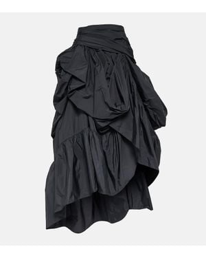 Erdem Asymmetric Ruffled Taffeta Maxi Skirt - Black
