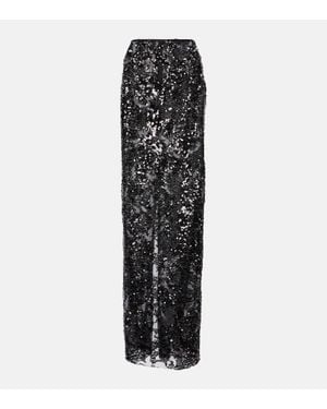 Victoria Beckham Sequined High-Rise Tulle Maxi Skirt - Black