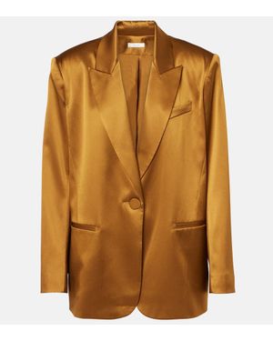 The Sei Oversized Silk Satin Blazer - Brown