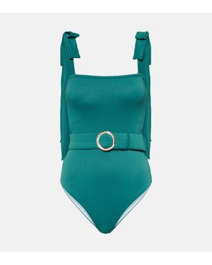 Alexandra Miro Audrey Bow-Detail Belted Swimsuit - Green