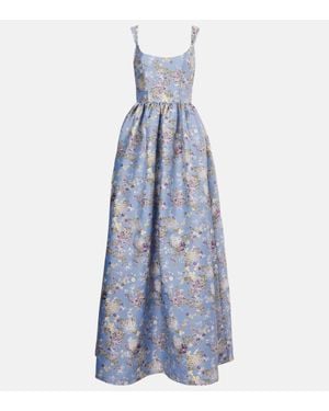 Markarian Floral Jacquard Gown - Blue