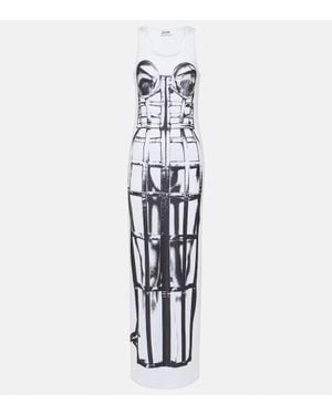Jean Paul Gaultier Cage Trompe L'Oeil Maxi Dress - White