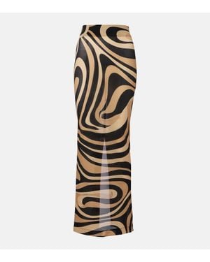 PUCCI Printed Semi-Sheer Maxi Skirt - Metallic