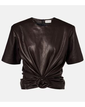 Magda Butrym Knot-Detail Leather T-Shirt - Black