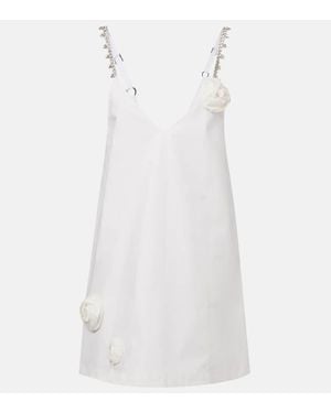 Area Embellished Floral-Applique Minidress - White