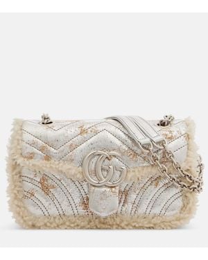 Gucci Schultertasche Gg Marmont Medium Aus Metallic-Leder - Mettallic
